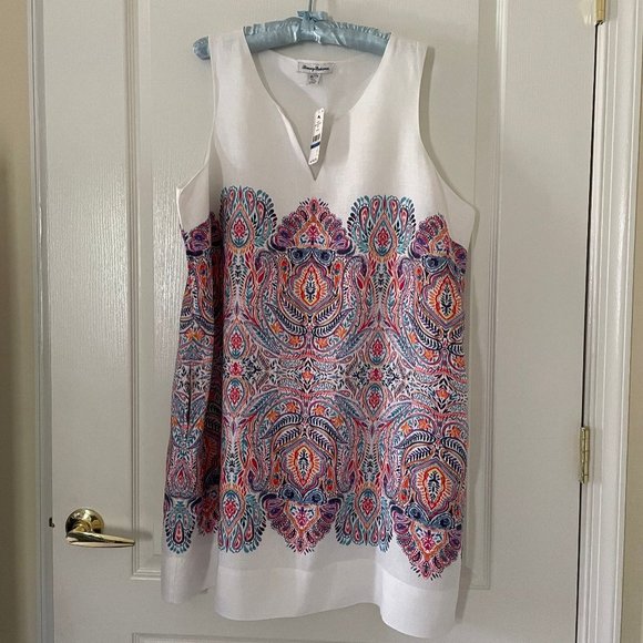 Tommy Bahama Dresses & Skirts - TOMMY BAHAMA 💎HOST PICK 💎 WHITE LINEN PRINT DRESS  - NWT XL (RUNS BIG)